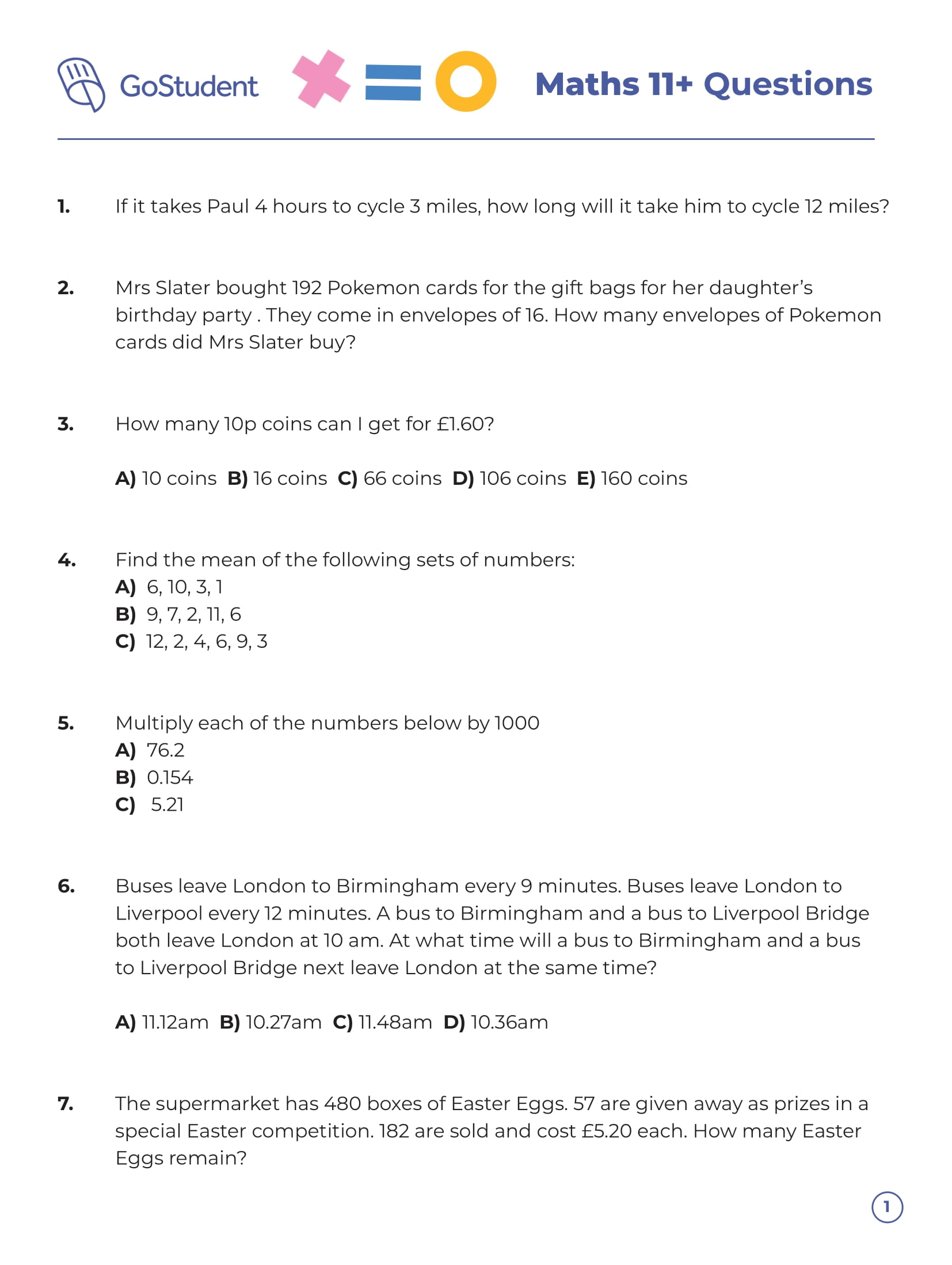 11+ Maths Topics (With Free 11+ Maths Worksheet PDF) | GoStudent