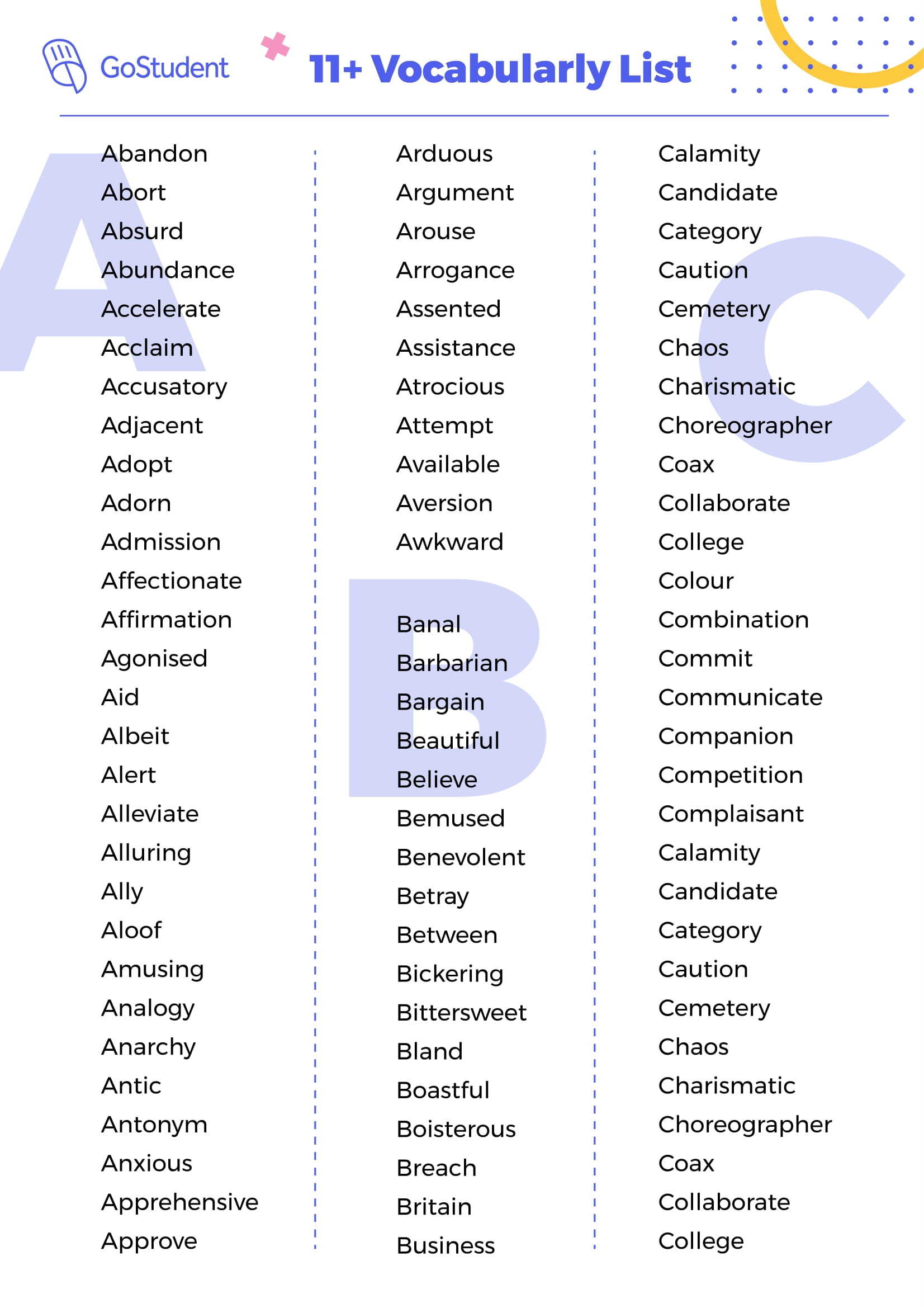 11-plus-Vocabulary-List