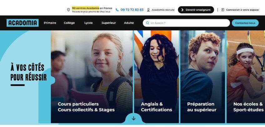 Capture decran du site web Acadomia