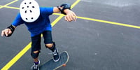 Little boy on skateboard