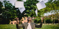 revision strategies: man throwing papers