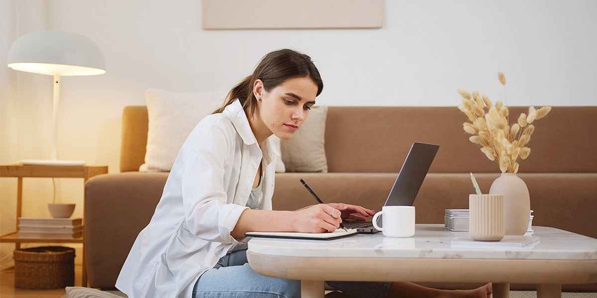 online tutor working at desk
